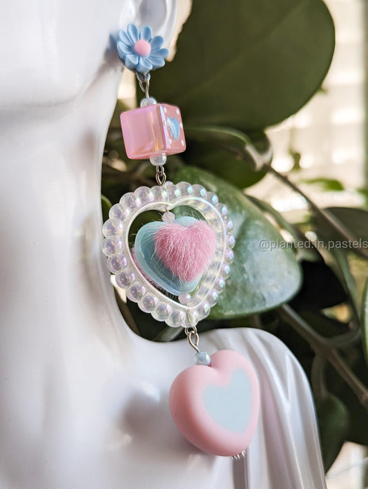 Tactile hearts in pastel earrings