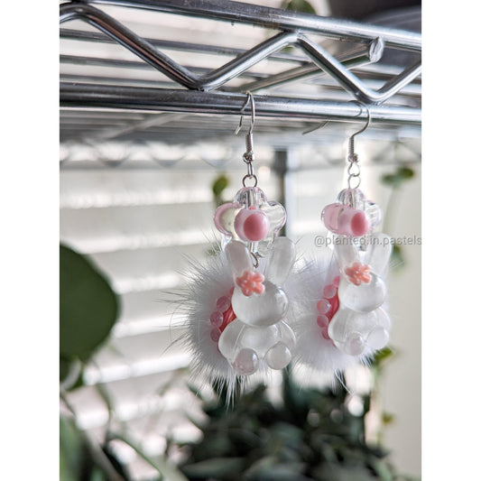 Furry bunny earrings